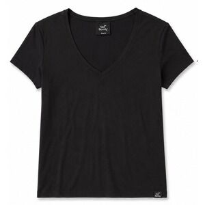 Boody Women Black V-Neck T-Shirt Bamboo Viscose Stretch Knit Size M